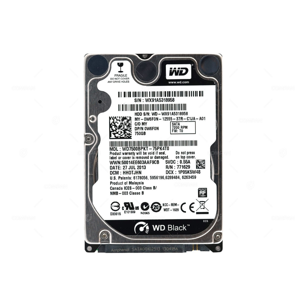 W6F0N DELL HDD 750GB 7.2K SATA 3G 2.5" SFF 16MB CACHE